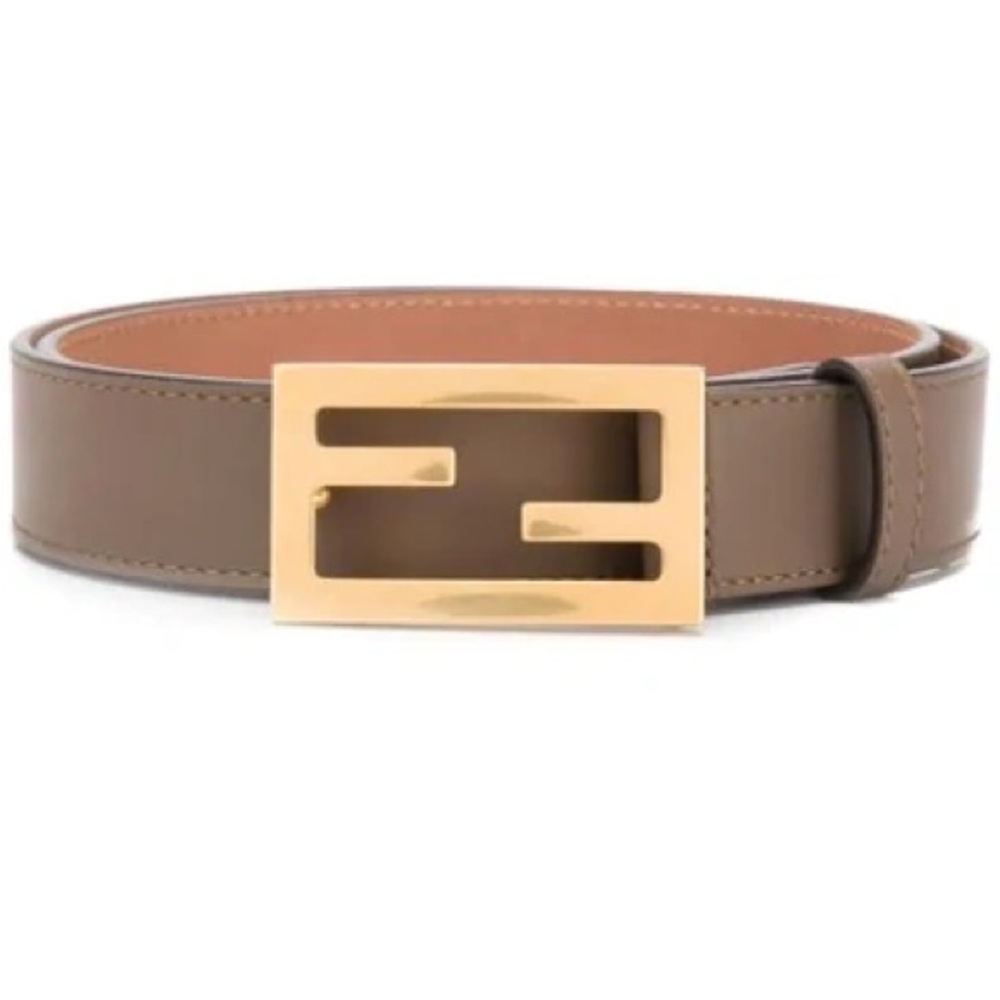 FENDI Leather Baguette Ff Buckle Belt